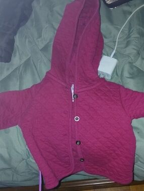 Carter's Quilted Hooded Button-Up Sweatshirt in Maroon